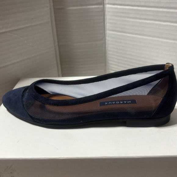 Margaux suede leather and mesh navy blue Women's Blue Flats. Handmade in Spain. - Picture 4 of 9